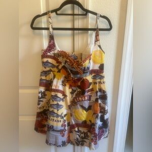 Maeve Fruit-Print Kids One-Piece Dress in Yellow, Orange, Blue